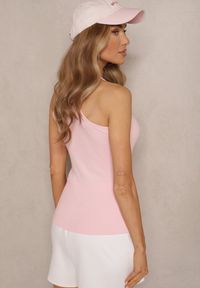 Renee - Różowy Dzianinowy Top w Prążki Tuverille. Okazja: na co dzień. Kolor: różowy. Materiał: dzianina. Wzór: prążki. Styl: klasyczny, casual #4