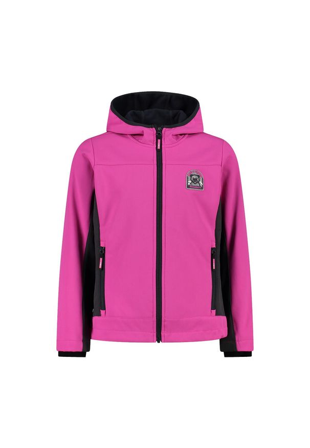 Kurtka dziecięca turystyczna CMP 34A0845. Okazja: na co dzień. Typ kołnierza: kaptur. Kolor: różowy. Materiał: softshell. Styl: casual, sportowy. Sport: turystyka piesza