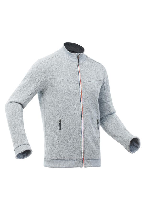quechua - Polar turystyczny męski Quechua NH100. Kolor: szary. Materiał: polar, tkanina, elastan, prążkowany, materiał, poliester. Sport: wspinaczka