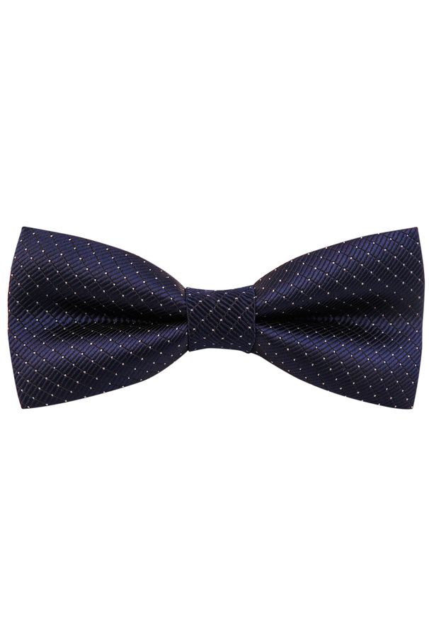 Modini - Granatowa mucha w kropeczki C7. Kolor: niebieski. Materiał: poliester, tkanina. Wzór: kratka. Styl: elegancki