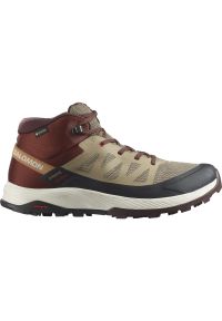 salomon - Buty męskie Salomon Trekkings Outrise Mid Gtx. Kolor: beżowy. Materiał: materiał. Sport: turystyka piesza #1