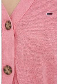 Tommy Jeans kardigan lniany DW0DW13029.PPYY damski kolor różowy lekki. Okazja: na co dzień. Kolor: różowy. Materiał: len. Styl: casual #3