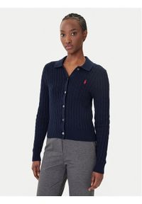 Polo Ralph Lauren Kardigan 211971881501 Granatowy Slim Fit. Typ kołnierza: polo. Kolor: niebieski. Materiał: bawełna #1