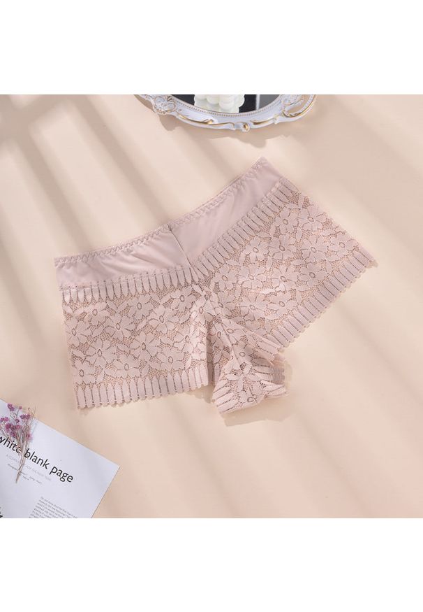 Intica - Koronkowe szorty z ozdobnym wykończeniem na specjalne okazje Vaira. Kolor: beżowy. Materiał: koronka. Wzór: koronka