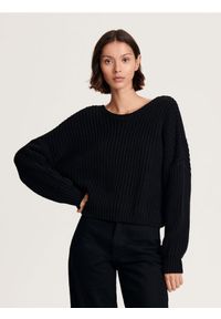 Reserved - Sweter z bawełną - czarny. Kolor: czarny. Materiał: bawełna #1