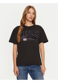 Replay - REPLAY T-Shirt W3089E.000.23608P Czarny Regular Fit. Kolor: czarny. Materiał: bawełna