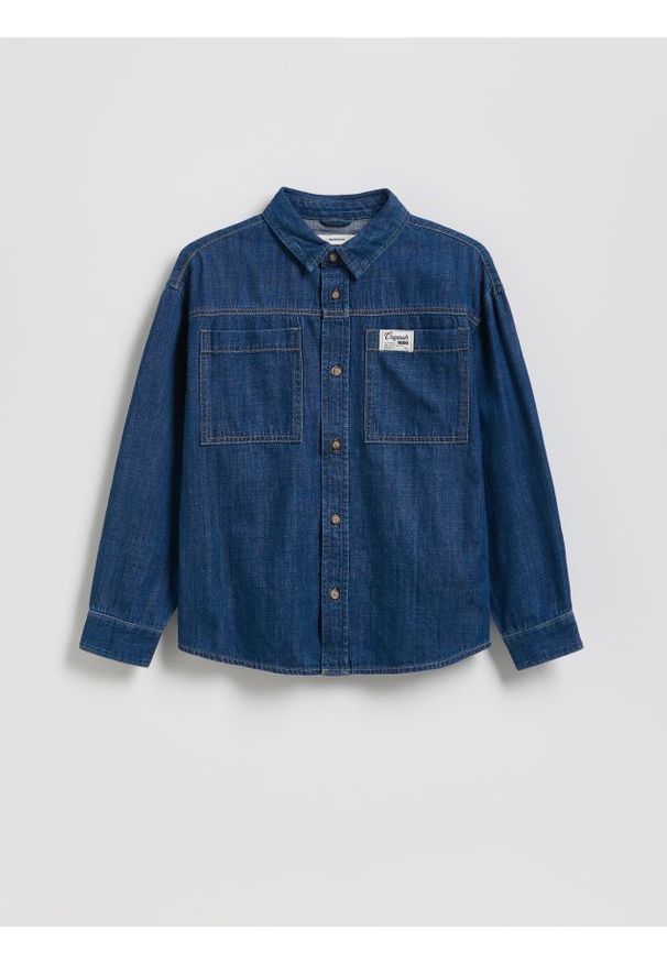Reserved - Jeansowa koszula - granatowy. Kolor: niebieski. Materiał: jeans