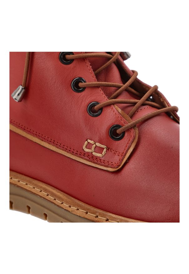 Czerwone Trzewiki Artiker Skórzane Obuwie Damskie. Okazja: na co dzień. Zapięcie: sznurówki. Kolor: czerwony. Materiał: skóra. Szerokość cholewki: normalna. Styl: casual, klasyczny