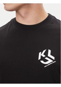 Karl Lagerfeld - KARL LAGERFELD T-Shirt A2M17072 Czarny Regular Fit. Typ kołnierza: dekolt w karo. Kolor: czarny. Materiał: bawełna, syntetyk