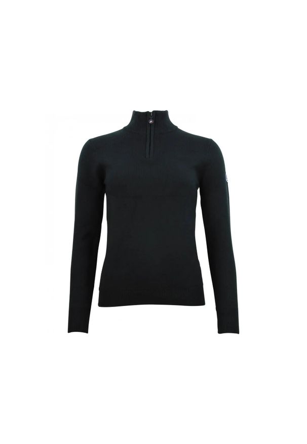 PEAK MOUNTAIN - Damski sweter z golfem zapinany na zamek 1/2 Peak Mountain Acharlito. Typ kołnierza: golf. Kolor: czarny. Sport: golf