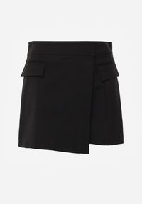 Renee - Czarne Asymetryczne Spódnico-Szorty z Bawełną i Imitacją Kieszeni Tinabel. Kolor: czarny. Materiał: bawełna. Długość: krótkie. Styl: street #4