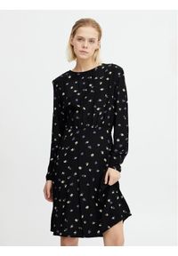 Sukienka codzienna ICHI. Okazja: na co dzień. Kolor: czarny. Materiał: wiskoza. Typ sukienki: proste. Styl: casual #1