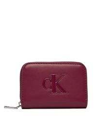 Calvin Klein Portfel Bold Ck Medium Zip Around LV04F1154G Bordowy. Kolor: czerwony. Materiał: skóra #1