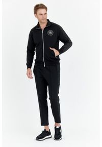 La Martina - LA MARTINA Czarna bluza męska na zamek z okrągłym logo, Rozmiar XL. Kolor: czarny