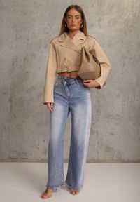 Renee - Niebieskie Jeansy High Waist Balloon z Bawełny z Asymetrycznym Zapięciem Myrea. Okazja: na co dzień. Stan: podwyższony. Kolor: niebieski. Styl: casual, street, sportowy, elegancki #3