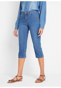 bonprix - Rybaczki dżinsowe, slim fit, mid waist. Kolor: niebieski #1