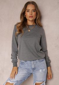 Renee - Ciemnoszara Bluza Sofaris. Kolor: szary. Materiał: bawełna, tkanina. Długość rękawa: długi rękaw. Długość: długie. Wzór: jednolity. Styl: klasyczny