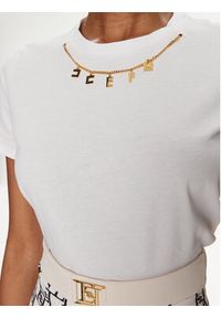 Elisabetta Franchi T-Shirt MA-011-41E2-V200 Biały Regular Fit. Kolor: biały. Materiał: bawełna #4