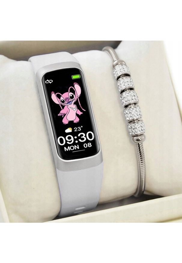 Rubicon Zestaw dziecięcy smartwatch SMARTBAND Rubicon RNCF05 srebrny + bransoletka. Rodzaj zegarka: smartwatch. Kolor: srebrny