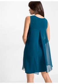 Sukienka z dżerseju i szyfonu bonprix ciemna zieleń morska. Kolor: niebieski. Materiał: szyfon, jersey. Styl: elegancki #2