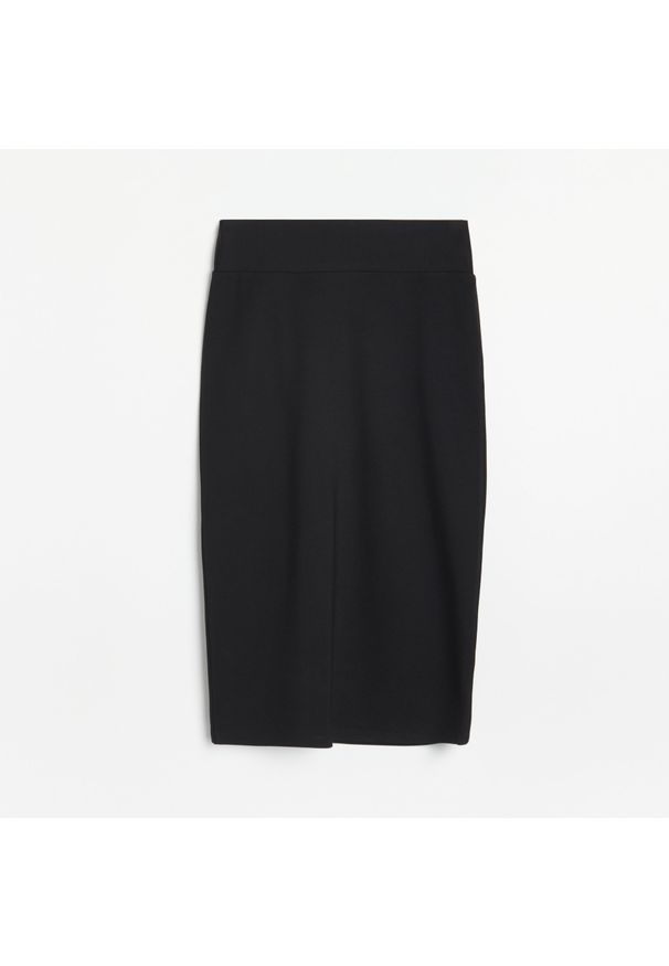 Reserved - Ołówkowa spódnica z dzianiny - Czarny. Kolor: czarny. Materiał: dzianina