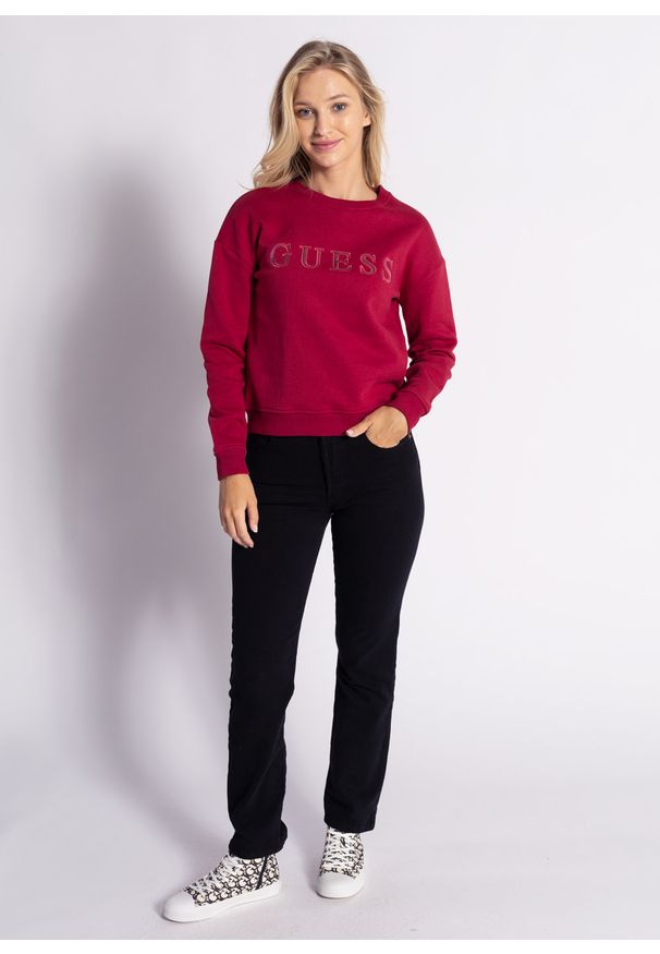 Bluza damska czerwona Guess Alene Regular Fit. Kolor: czerwony. Materiał: bawełna. Sezon: wiosna, lato