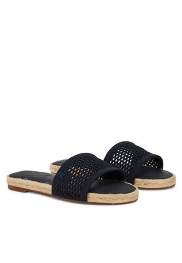TOMMY HILFIGER - Tommy Hilfiger Espadryle Knit Mesh Espadrille Flat Sandal FW0FW08744 Granatowy. Kolor: niebieski. Materiał: materiał
