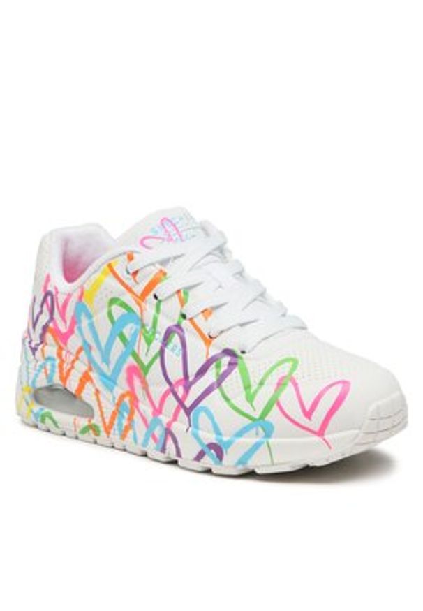 skechers - Skechers Sneakersy Uno Highlight Love 177981/WMLT Biały. Kolor: biały. Materiał: skóra