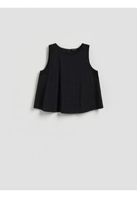 Reserved - Bluzka z modalem - czarny. Kolor: czarny. Materiał: tkanina