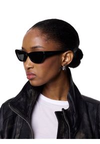 Kazar - Retro okulary przeciwsłoneczne czarne. Kolor: czarny. Materiał: materiał. Wzór: grochy #10