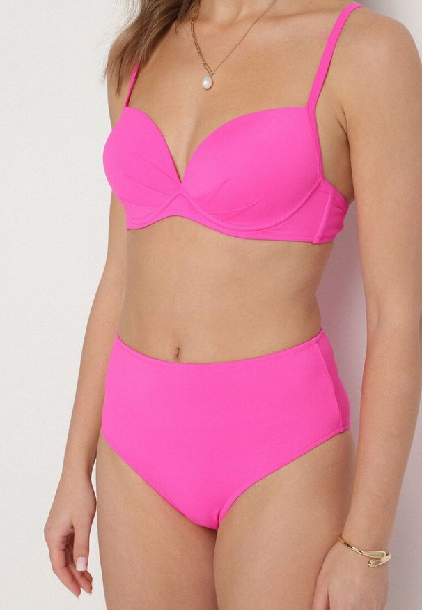 Born2be - Fuksjowe Klasyczne Bikini Majtki Typu Figi i Biustonosz Natinela. Kolor: różowy
