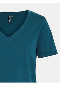 Pieces T-Shirt Ria 17120455 Turkusowy Regular Fit. Kolor: turkusowy. Materiał: bawełna