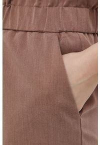 Noisy may - Noisy May spodnie damskie kolor brązowy proste high waist. Okazja: na co dzień. Stan: podwyższony. Kolor: brązowy. Materiał: tkanina. Styl: casual #2