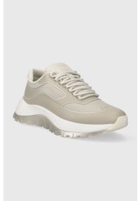 Calvin Klein sneakersy 2 PIECE SOLE RUNNER LACE UP kolor beżowy HW0HW01640. Nosek buta: okrągły. Zapięcie: sznurówki. Kolor: beżowy. Materiał: poliester, guma. Obcas: na platformie #2