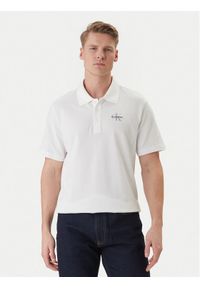 Calvin Klein Jeans Polo Easy Monologo LV04RF209G Biały Regular Fit. Typ kołnierza: polo. Kolor: biały. Materiał: bawełna #1