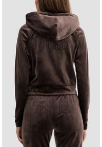 Juicy Couture - JUICY COUTURE Czekoladowa bluza damska Madison Outline Hoodie, Rozmiar S. Okazja: na co dzień. Kolor: brązowy. Materiał: materiał. Styl: casual, elegancki #5