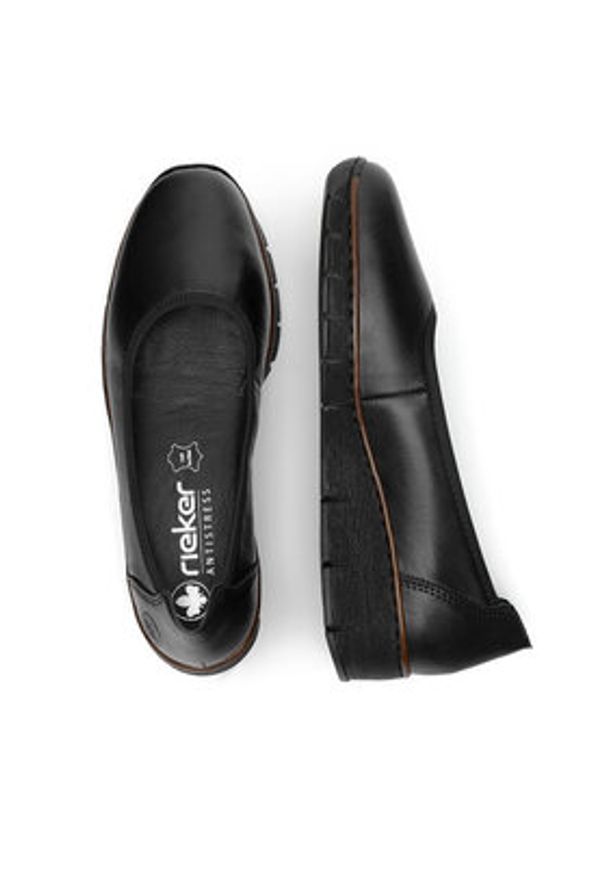 Rieker Baleriny 53755-00 Czarny. Kolor: czarny. Materiał: skóra