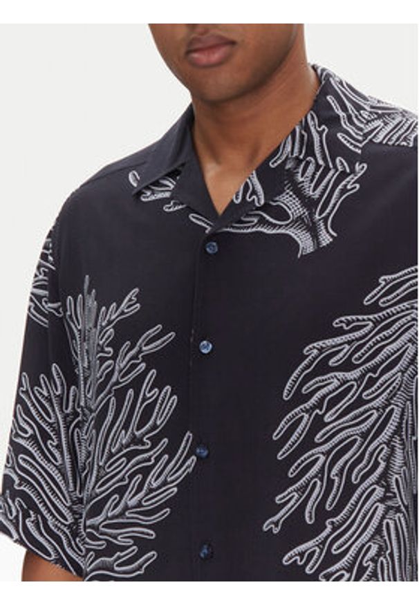 BOSS Koszula Lapisy_M 50538280 Granatowy Relaxed Fit. Kolor: niebieski. Materiał: wiskoza
