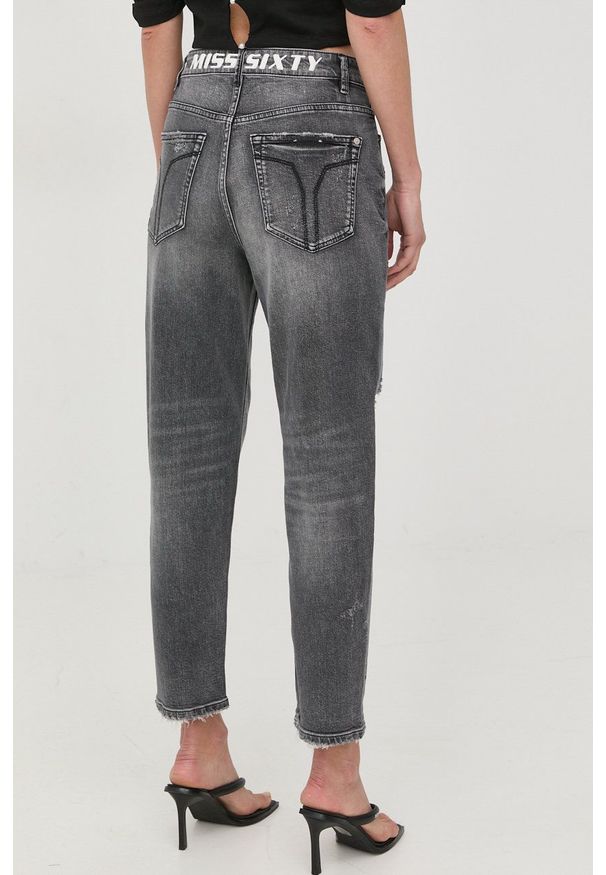 Miss Sixty jeansy damskie high waist. Stan: podwyższony. Kolor: szary
