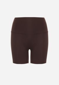 Born2be - Brązowe Szorty Kolarki z Wysokim Stanem i Przeszyciem w Talii Daemtora. Okazja: na co dzień, na spacer. Stan: podwyższony. Kolor: brązowy. Długość: krótkie. Styl: sportowy, casual #8