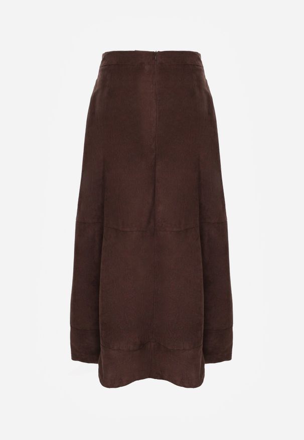 Born2be - Brązowa Rozkloszowana Spódnica z Imitacji Zamszu Basara. Okazja: na co dzień, na spotkanie biznesowe, do pracy. Kolor: brązowy. Materiał: zamsz. Styl: casual, biznesowy, elegancki, klasyczny