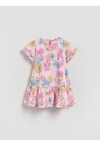 Reserved - Wzorzysta sukienka - pastelowy róż. Kolor: różowy. Materiał: bawełna #1