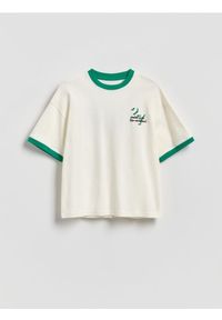 Reserved - Bawełniany t-shirt - złamana biel. Materiał: bawełna #1