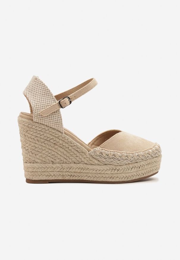 Born2be - Beżowe Sandały w Stylu Espadryli na Koturnie z Plecionki Yasvanis. Okazja: na co dzień. Kolor: beżowy. Materiał: jeans. Sezon: lato. Obcas: na koturnie. Styl: klasyczny, elegancki, casual