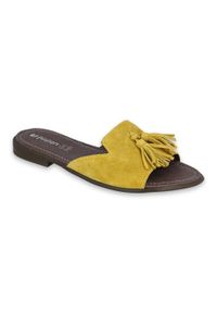 Inblu klapki obuwie damskie 158D149 żółte. Kolor: żółty. Materiał: skóra. Sezon: wiosna, lato #2