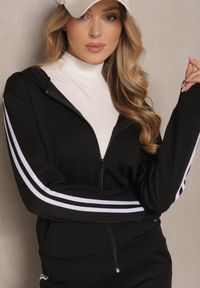 Renee - Czarny Komplet Dresowy Rozpinana Bluza z Kapturem i Spodnie Osivisa. Kolor: czarny. Materiał: dresówka. Wzór: aplikacja. Sport: turystyka piesza #5