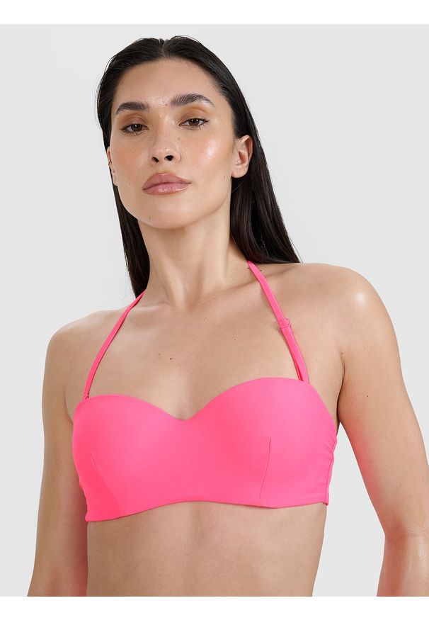 4f - 4F Góra od bikini damska - różowa XL. Kolor: różowy. Materiał: materiał, włókno, syntetyk, elastan