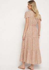 Born2be - Beżowa Sukienka z Bawełną i Geometrycznym Wzorem Lunavella. Okazja: na spacer, na co dzień. Kolor: beżowy. Materiał: bawełna. Wzór: geometria. Sezon: lato. Typ sukienki: proste. Styl: casual, elegancki #6