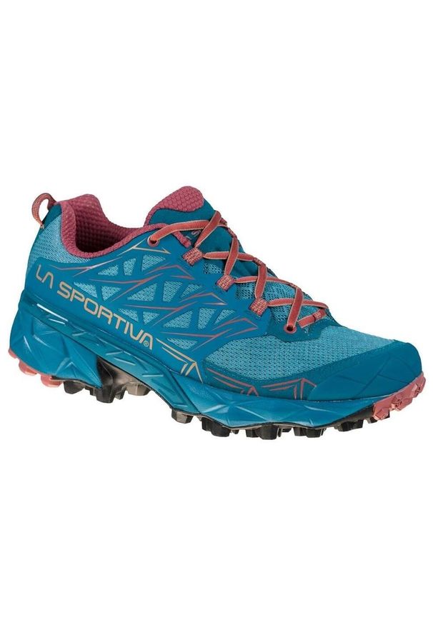 LA SPORTIVA - Buty trailowe damskie La Sportiva Akyra. Zapięcie: sznurówki. Kolor: różowy, niebieski, wielokolorowy. Materiał: syntetyk, materiał. Szerokość cholewki: normalna
