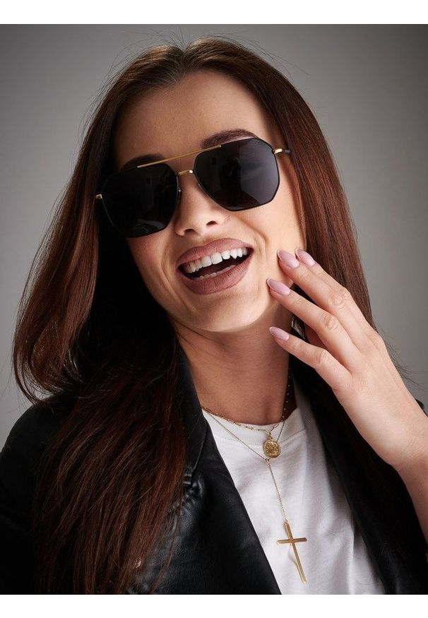 ROVICKY - Okulary przeciwsłoneczne polaryzacyjne ochrona UV aviator Rovicky SG-13-6775 BLACK. Wzór: geometria